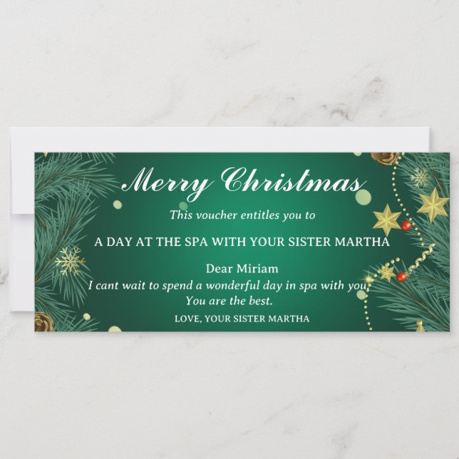 Bon de séjour de Noël au Spa (Devant)