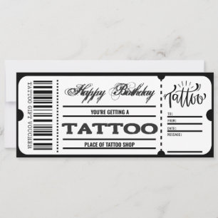 Bon de tatouage Certificat Billet Carte cadeau
