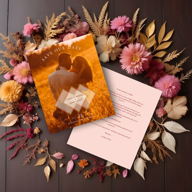 Bon Marché Effet Transparence Photo Romantique (Inexpensive Nice Transparency Effect Romantic Couple Photo Save the Date with Envelope.)