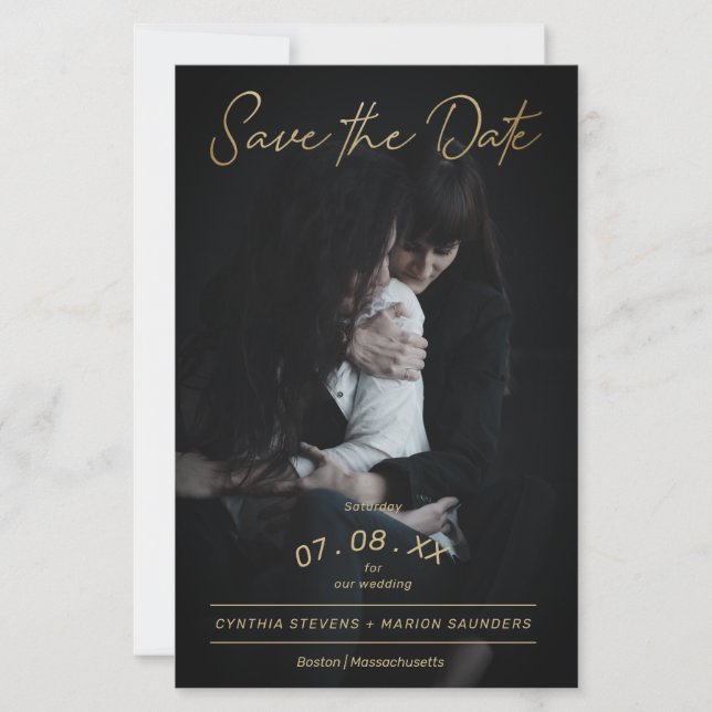 Bon marché Gold Script Photo Couple Lesbian Gay Ma (Devant)