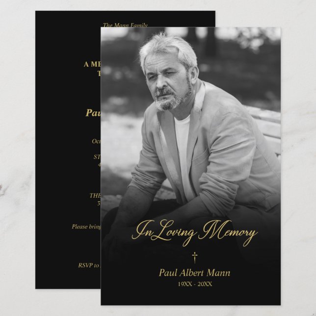 Bon marché Golden In Love Mémoire BW Photo Funeral (Devant / Derrière)