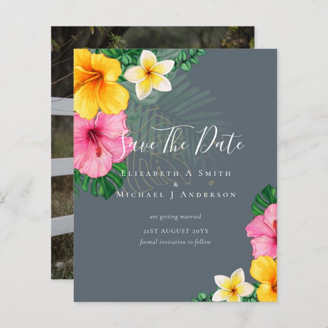 BON MARCHÉ Photo Enregistrer Dates Plage FLEURS TR (Devant / Derrière)