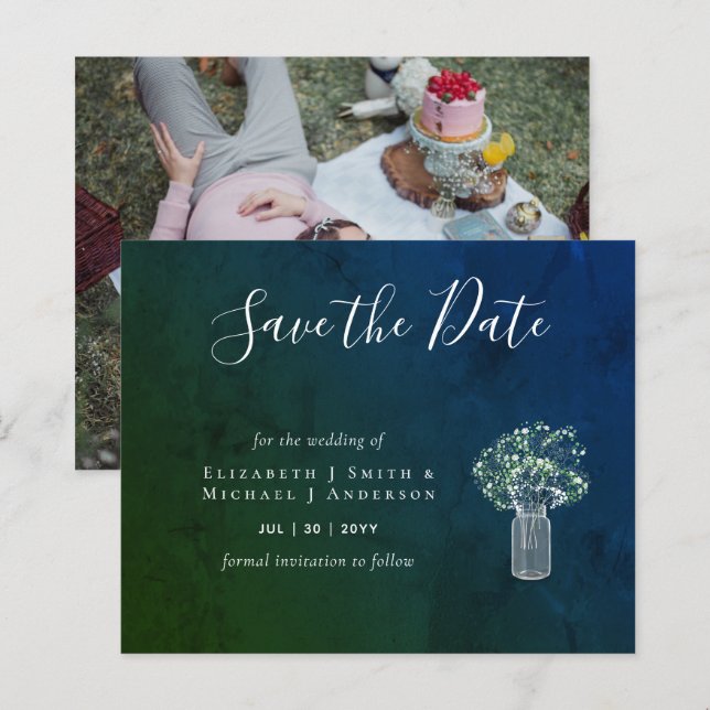 BON MARCHÉ Photo Enregistrer Dates Russe Gypsophil (Devant / Derrière)