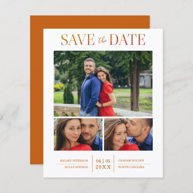 Bon marché Simple Élégant Moderne 3 Photos Mariage (Devant / Derrière)