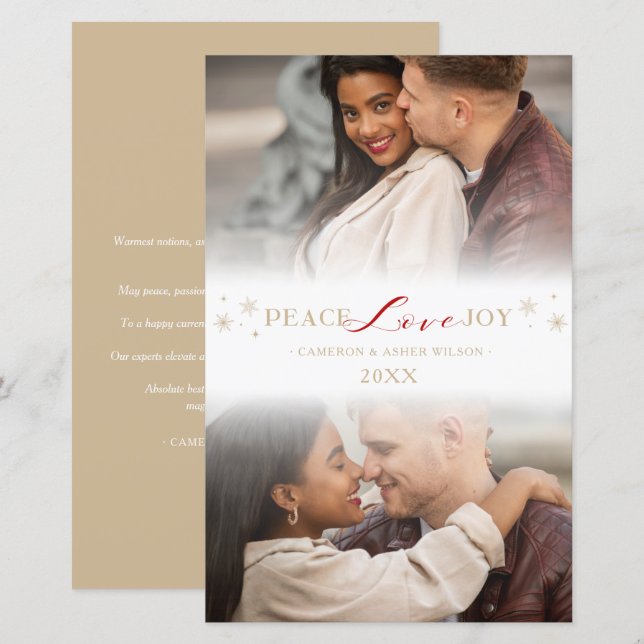 Bon marché Simple Peace Love Joy Snowflakes 2 Phot (Devant / Derrière)