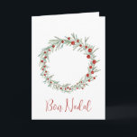 Bon Nadal, couronne de Noël catalane Carte de vaca<br><div class="desc">Christmas wreath with holly and berries, handpainted watercolor Make your holiday mail stand out from the traditional cards with this vintage handpainted watercolor Christmas banner. Merry Christmas ! Surprise your nearest and dearest, your friends, co-workers, neighbors or even your boss with a special card. Many different designs available: from a...</div>