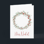 Bon Nadal, couronne de Noël catalane Carte de vaca<br><div class="desc">Christmas wreath with holly and berries, handpainted watercolor Make your holiday mail stand out from the traditional cards with this vintage handpainted watercolor Christmas banner. Merry Christmas ! Surprise your nearest and dearest, your friends, co-workers, neighbors or even your boss with a special card. Many different designs available: from a...</div>