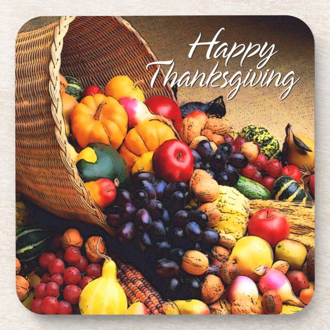 Bon thanksgiving 12 Dessous de verre d'options (Devant)