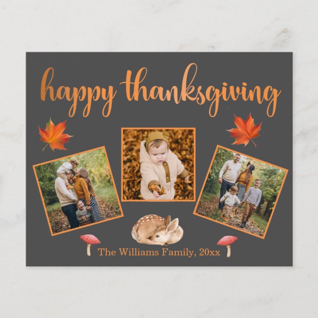 bon thanksgiving 3 photos collage gris carte (Devant)