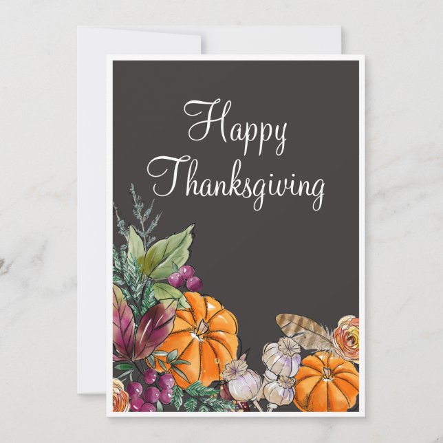 Bon thanksgiving aquarelle Citrouilles Automne (Devant)