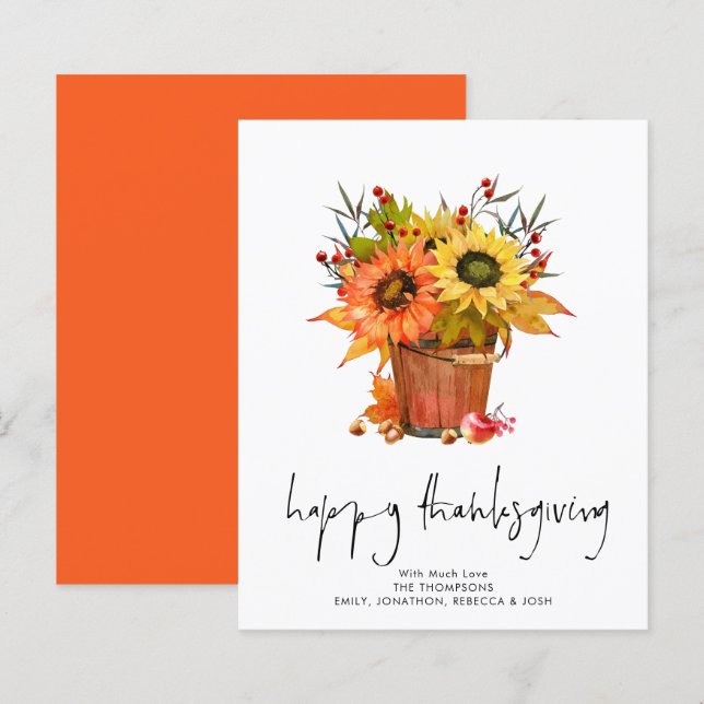 Bon thanksgiving Budget Sunflowers Red Berries (Devant / Derrière)