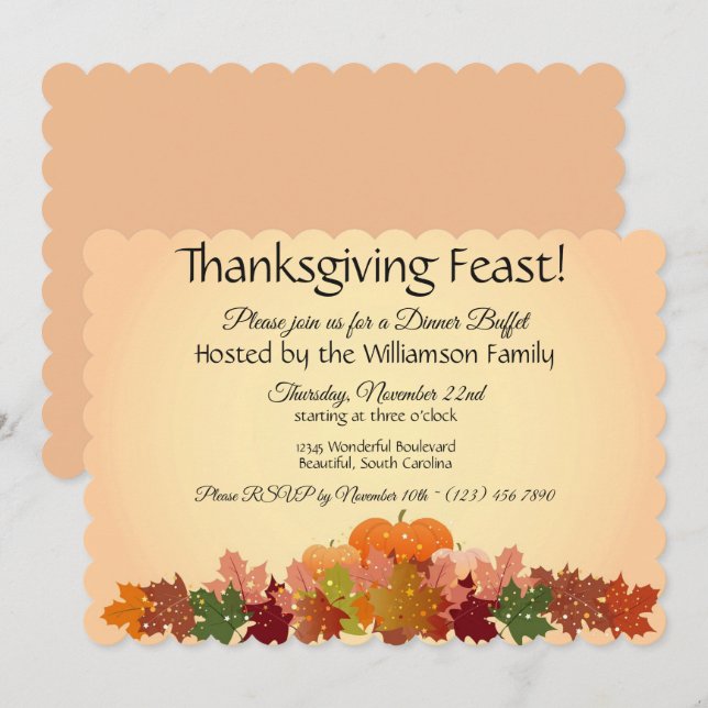 Bon thanksgiving Buffet/Dîner Fête Invitation (Devant / Derrière)