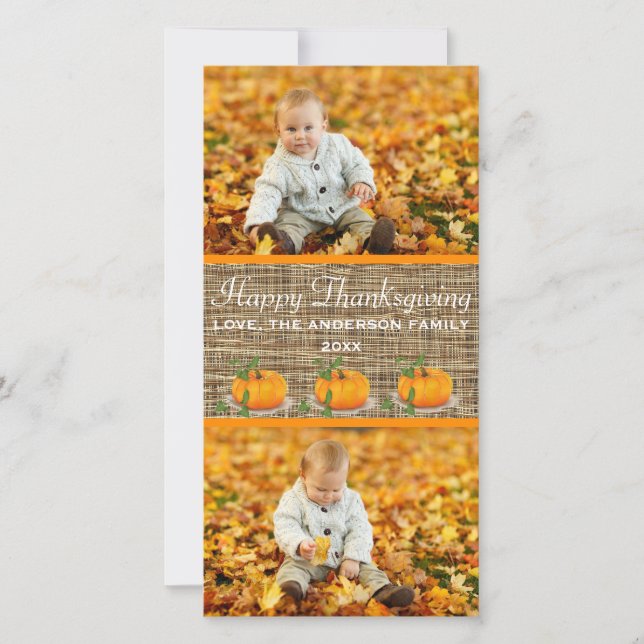 Bon thanksgiving Burlap 2 Photos - Carte photo (Devant)