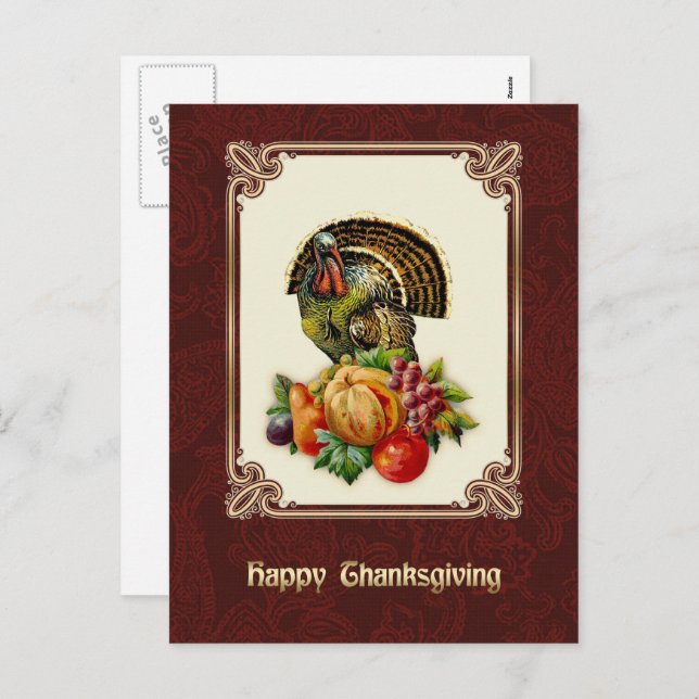 Bon thanksgiving. Cartes postales de conception vi (Devant / Derrière)