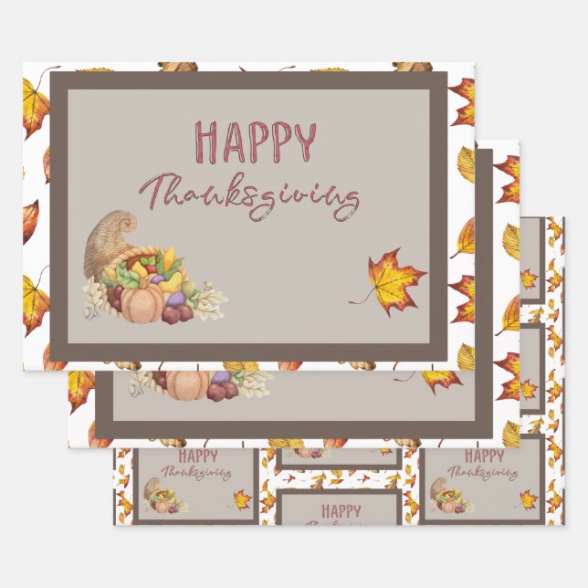 Bon thanksgiving Cornucopia Panier Feuilles d'auto (Lot)