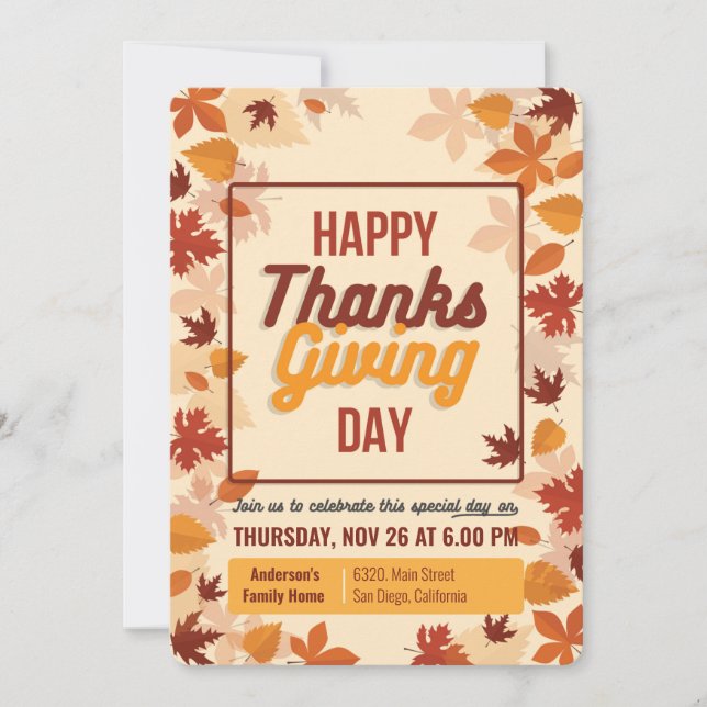 Bon thanksgiving Day Invitation Card (Devant)