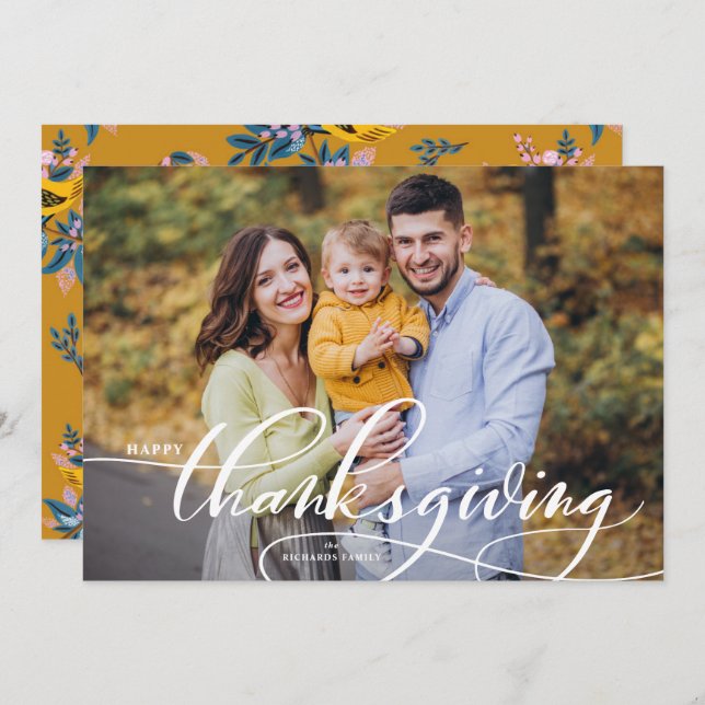 Bon thanksgiving de calligraphie blanc élégant (Devant / Derrière)