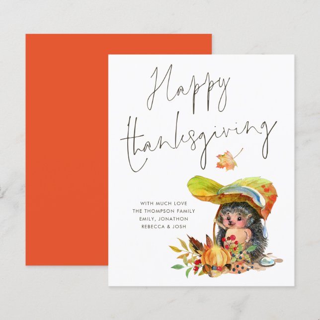 Bon thanksgiving de script de hérisson budgétaire (Devant / Derrière)