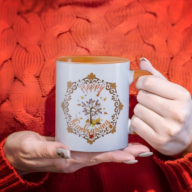 Bon thanksgiving et bonjour automne orange MUG (Créateur téléchargé)