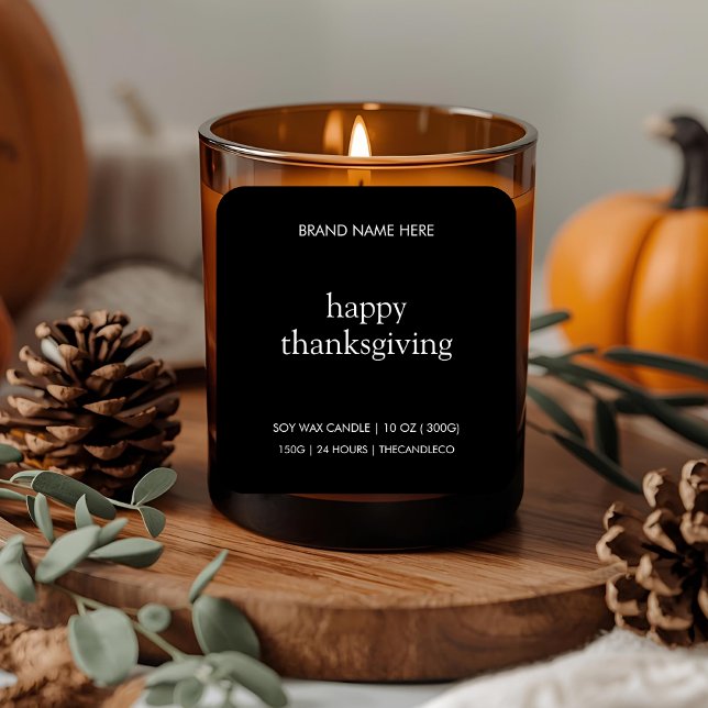 Bon thanksgiving Étiquette bougie | Chute minimale (Créateur téléchargé)