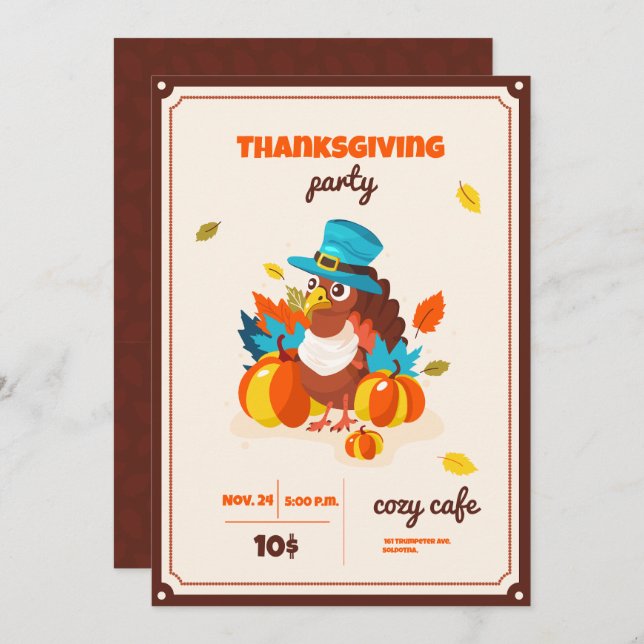 Bon thanksgiving Jour de fête invitation (Devant / Derrière)