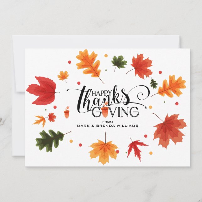 Bon thanksgiving typographie Cadre feuille Merci (Devant)