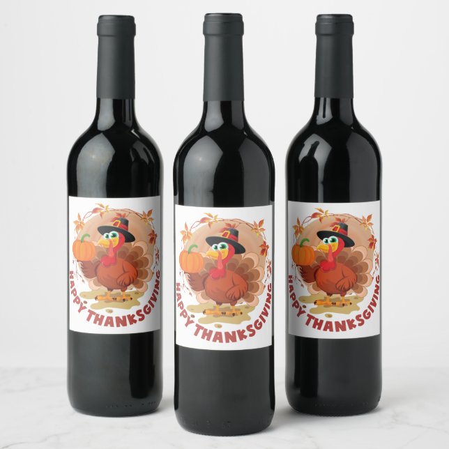 Bon thanksgiving Typographie Étiquette de vin (Bouteilles)
