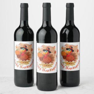 Bon thanksgiving Typographie Étiquette de vin