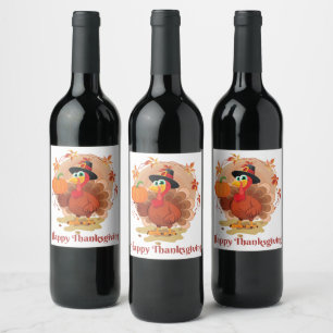 Bon thanksgiving Typographie Étiquette de vin