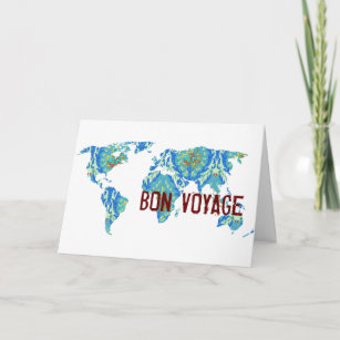 Bon Voyage   Carte Bohême Patted World Map Card