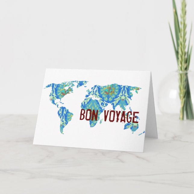 Bon Voyage | Carte Bohême Patted World Map Card (Devant)