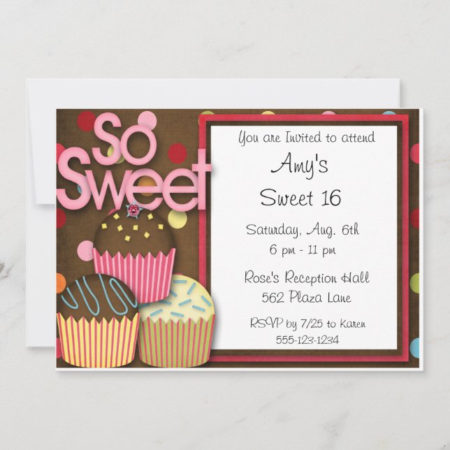 Bonbon à PETIT GÂTEAU 16 faire-part d'invitations (Devant)