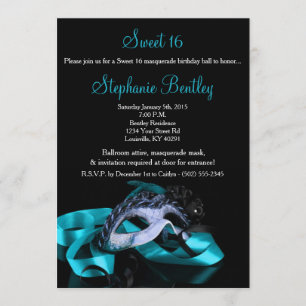 Bonbon bleu turquoise à mascarade invitation de 16