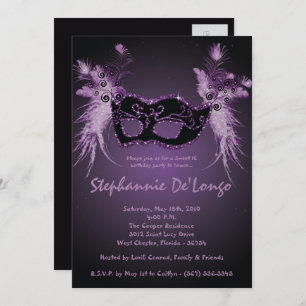 bonbon pourpre à la mascarade 5x7 invitation de 16