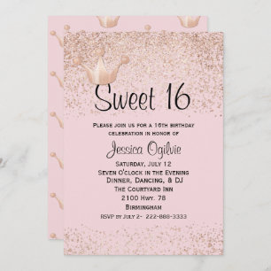 Bonbon rose à rose de couronne d'or invitation de