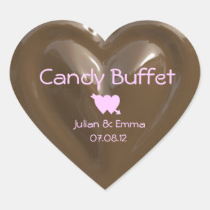 bonbons buffet chocolat autocollant au coeur CUSTO