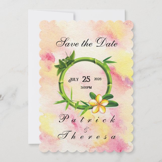 Bonbons en coton Bamboo Faire-part de mariage plat (Devant)