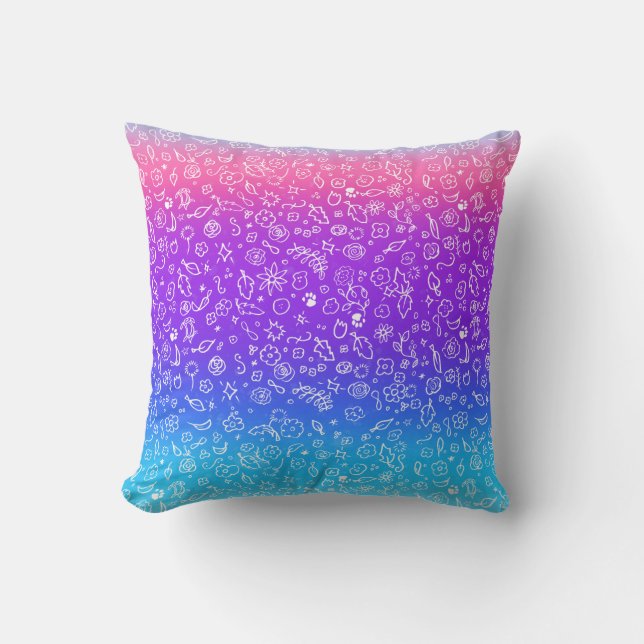 Bonbons Pop Floral Doodle Art Jeter Oreiller (Recto)