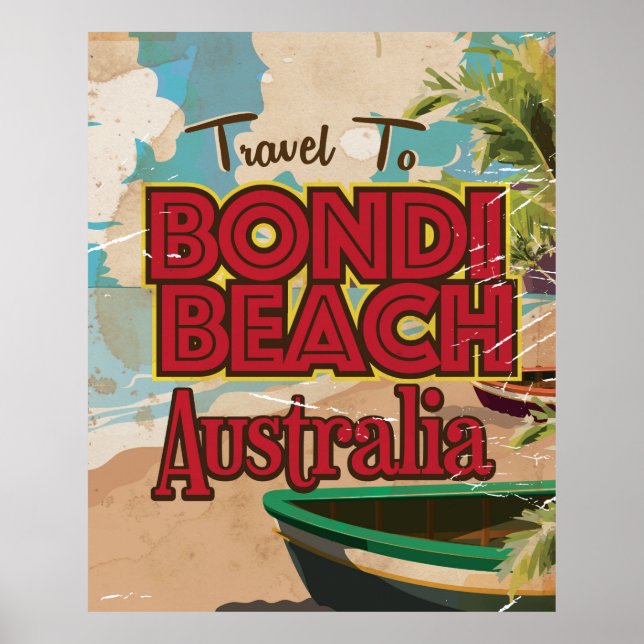 Bondi Beach Australie Vacances Vintages Poster (Devant)