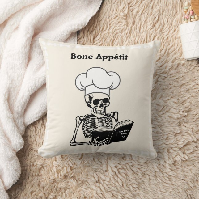 Bone Appétit Halloween Skeleton Chef Coussin (Couverture)