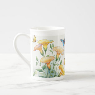 Bone China Cafee Mug - Yellow Morning Glory