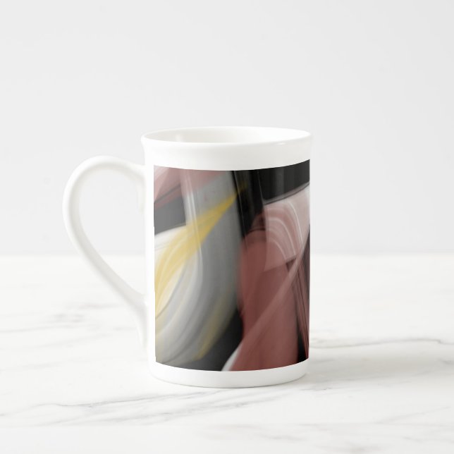 Bone China Mug Abstrait Art Black White Powdery (Gauche)