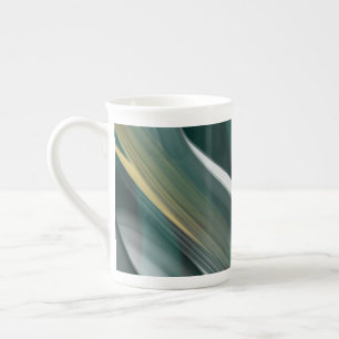 Bone China Mug Abstrait Art noir blanc vert