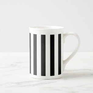 Bone China Mug Black & White Stripes