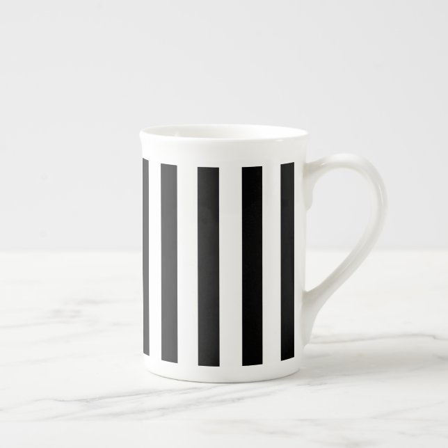 Bone China Mug Black & White Stripes (Droite)
