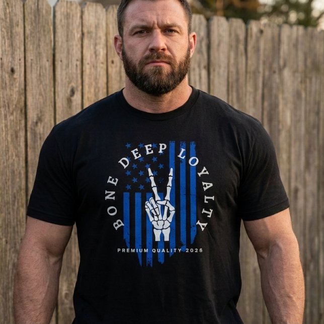 Bone Deep Loyalty Skeleton Hand USA Flag T-Shirt (Créateur téléchargé)