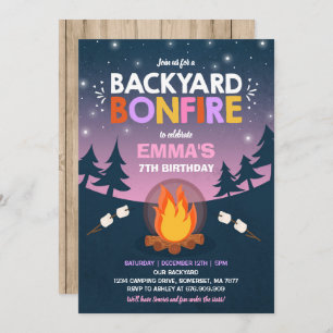 Bonfire Birthday Invitation Bonfire Camping Party