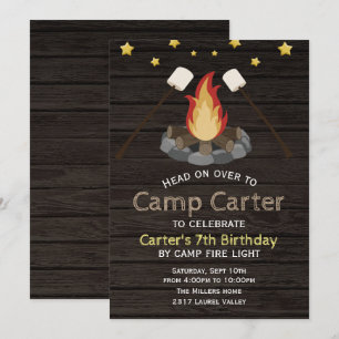 Bonfire Camping Anniversaire Fête Invitation