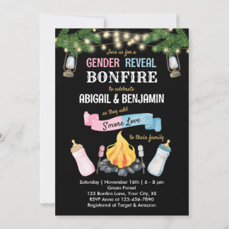 Bonfire S'more Baby Genre Reveal Invitation Co-ed