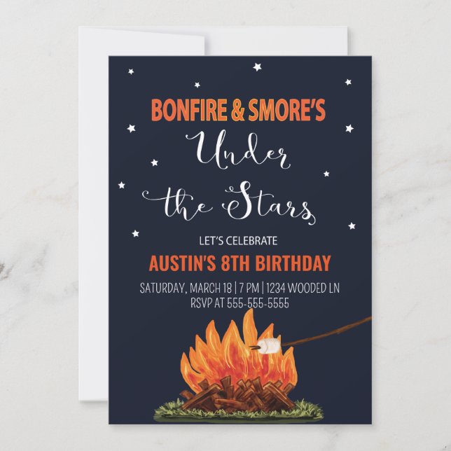 Bonfire & Smore's Birthday Invitation (Devant)